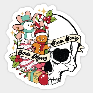 "Sorta Merry Sorta Scary" Christmas Skull Sticker